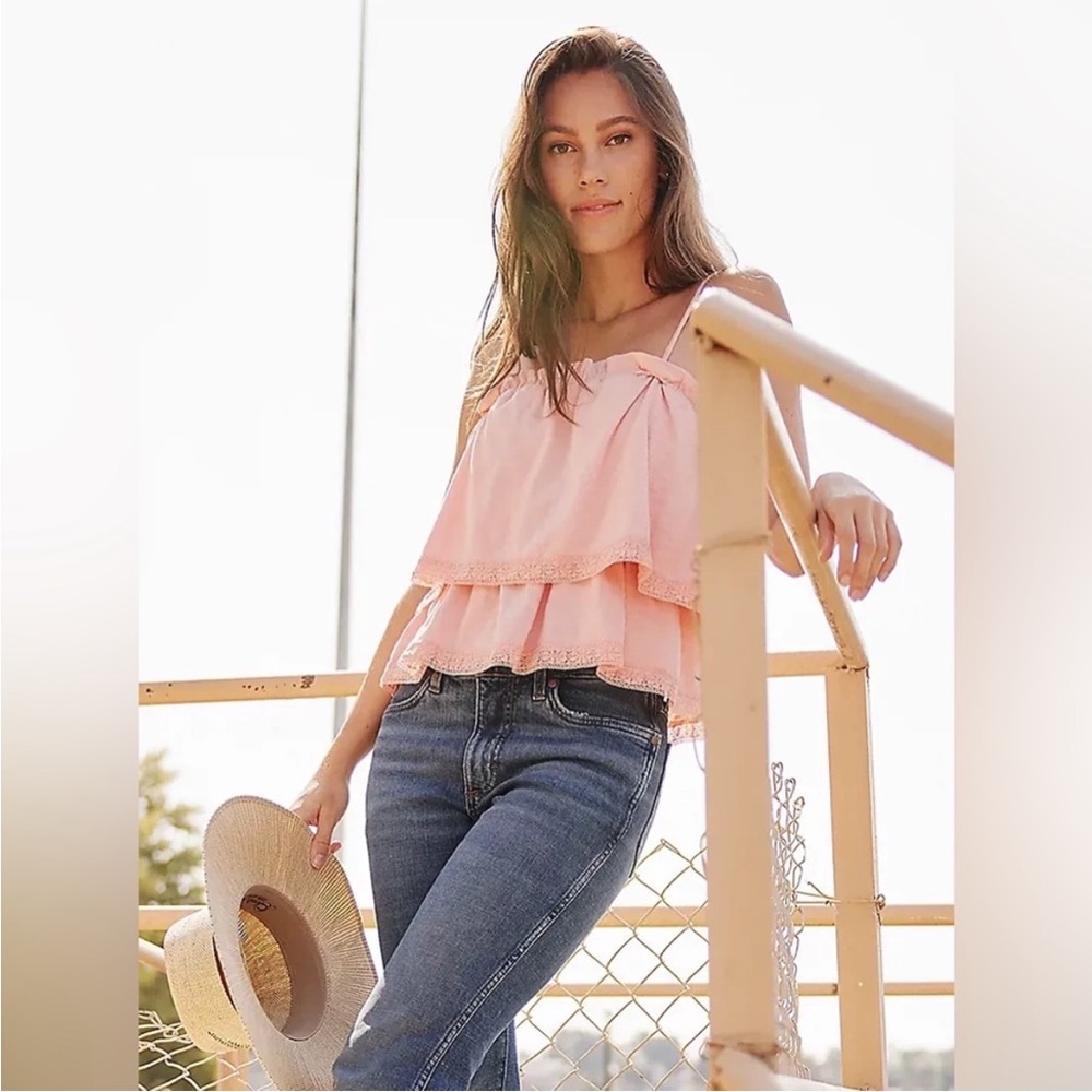Wrangler Retro Ruffle Tank Peach Blossom Large